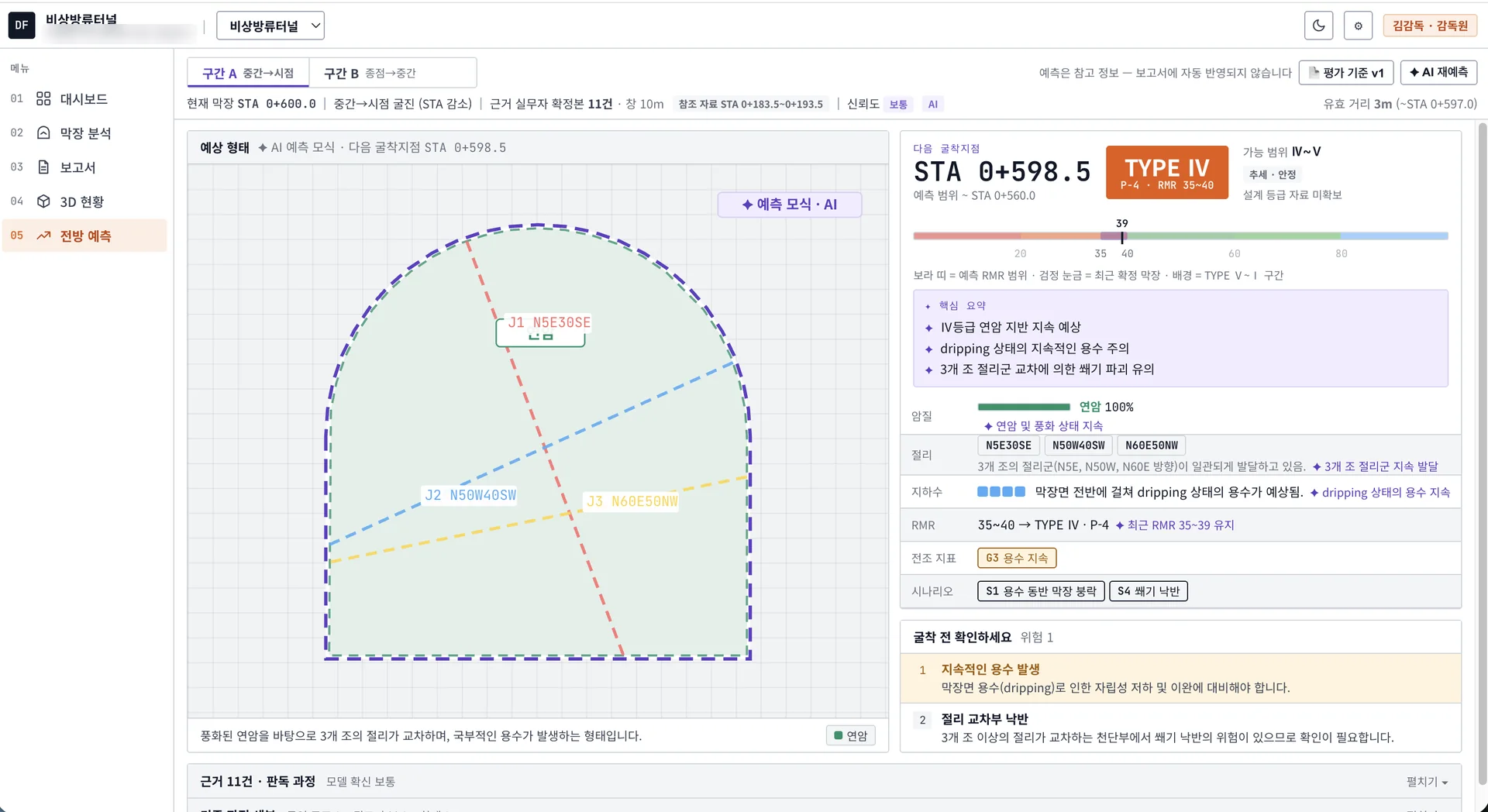 DFMS 전방 예측 화면